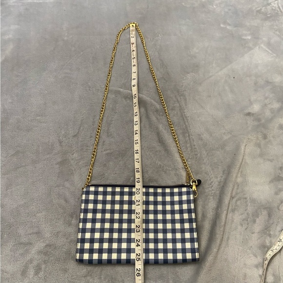 Tory Burch Robinson Navy Gingham Chain Strap Crossbody Clutch Bag 4936 - Picture 9 of 12